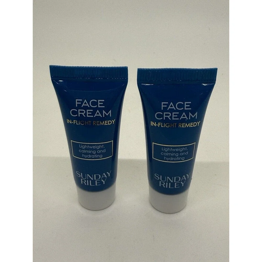 5 Sunday Riley In-Flight Remedy Face Cream 2, Hand Cream 2, Cleansing Cloth New